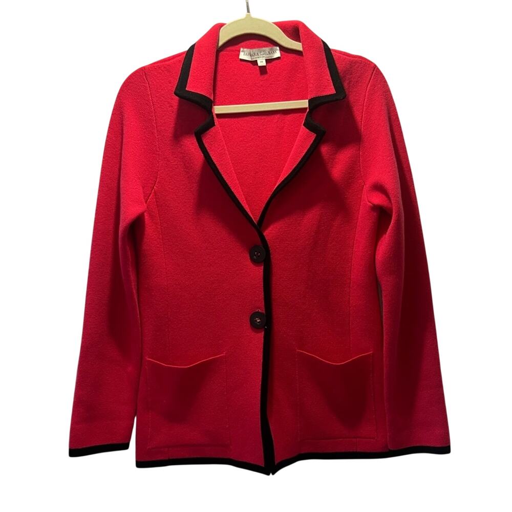 Barbara Lohmann Pink Black Cashmere Long Sleeve Blazer Jacket